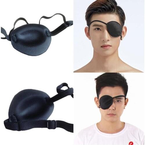 Adjustable Pirate Eye Patch Amblyopia Strabismus Eye Patchs High Elastic Sponge Concave Single Halloween Party Pirate Blindfolds