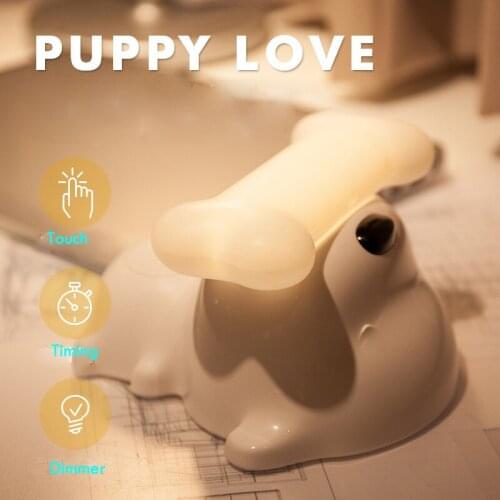 Dog LED night light USB rechargeable bedside table lamp touch switch dimmer brightness sensor decorative lights for bedroom