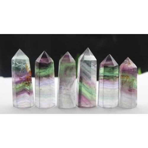 6 PCS TOP !!!!!! natural purple stripes flourite fluorite crystals wand healing crystals