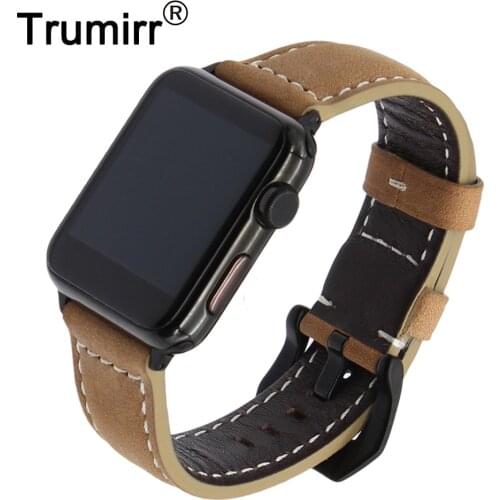 Vintage Genuine Leather Watchband for iWatch Apple Watch 38mm 40mm 42mm 44mm Series 5 4 3 2 1 Band Accessory Strap Wrist Belt