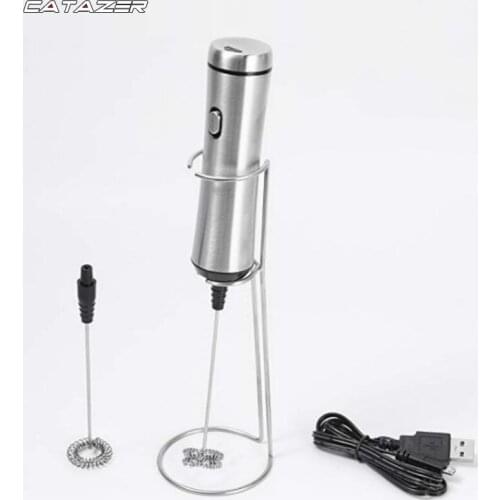 Egg Beater Rechargeable Stainless Steel Electric Milk Frother Fancy Coffee Frother Milk Mixer Two Speeds Kitchen Accessories