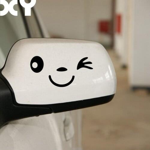 Funny Smiley Cute Vinyl Wrap Stickers for Car Rearview Mirror Car Body Drop Shipping