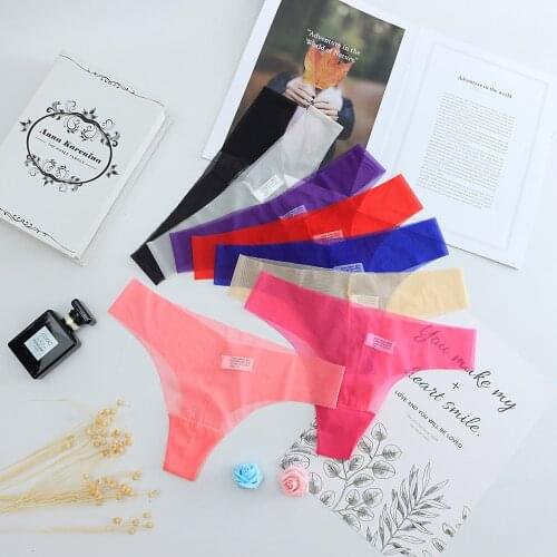 Women Thongs Thin Sexy Underwear Low-Waist Female seamless Underpants Low Waist G-String Transparent G-string Girl Lace T-back