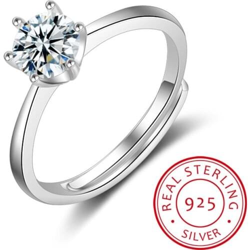 2019 925 Sterling Silver Ring 3Ct Clear Six claw Cubic Zirconia Fashion Wedding Engagement Classic Jewelry For Women