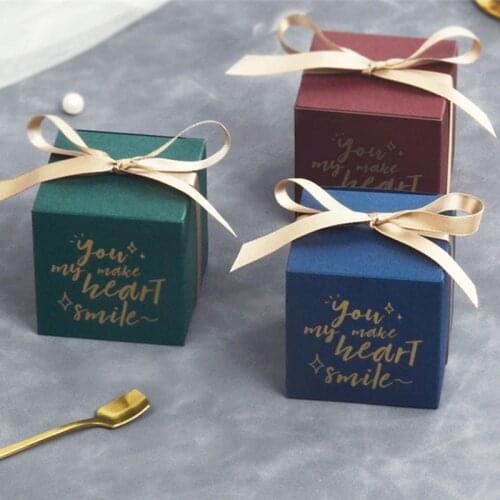 10/25pcs Bow Candy Boxes Wedding Favors and Gifts Box Party Supplies Baby Shower Paper Chocolate Boxes Package With Ribbon