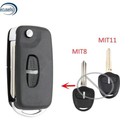2 Button For-Mitsubishi OUTLANDER WARRIOR SHOGUN L200 Remote Key Case Shell Left Blade MIT8 Right Blade MIT11