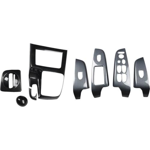2 Set Car Accessories: 1 Set Central Console Gear Shift Panel Trim & 1 Set Door Window Lift Panel Switch Cover