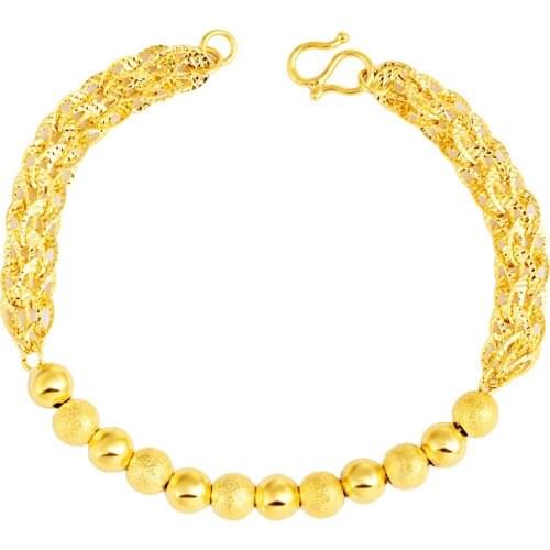 2021 Fashion 24K Gold Beaded Bracelets Women Wedding Jewelry Vintage Design Spiral Wedding Accessories Girl Friendship Bracelet