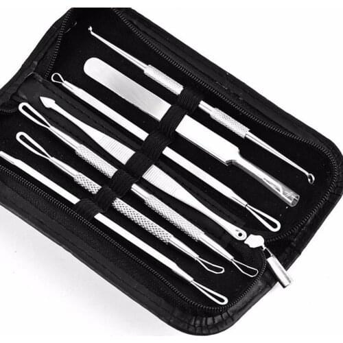 7Pcs Pro Blackhead Acne Pimple Blemish Remover Comedone Extractor Tweezers Kit Facial Clean