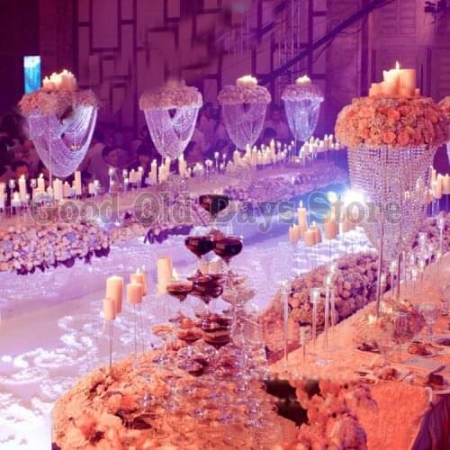 80cm Tall Table Centerpiece Flower Stand Crystal Chandelier with beads strands wedding decor