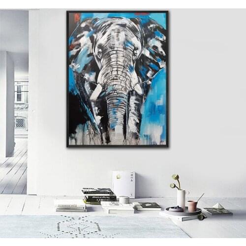 Abstract Oil Painting Elephant Wall Art Morden Animals Canvas Painting Posters and Prints Animal Artwork for Living Room
