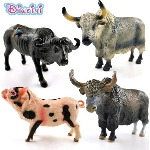 New Buffalo Yak Pietrain Pig Cow Cattle Bull ox Simulation animal model action figure boys Gift Educational toys for children