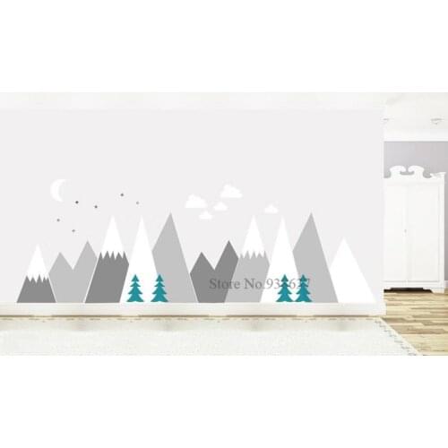 Moon Stars Clouds Adventure Mountains Decor Nursery Baby Toddlers Kids Room Wall Sticker Decals BB849