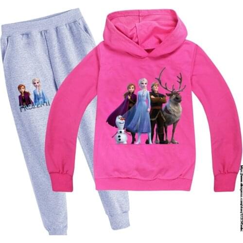 Baby Girls Cute Frozen Elsa Hoodies Pants Suit Cartoon Childrens Clothing Sweatshirts Casual Fashion Pullover Jogging Pant