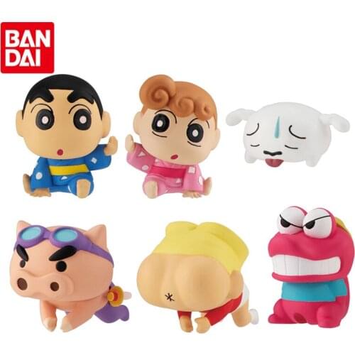 Bandai Genuine Gacha Crayon Shin-chan Hug Data Line Series 5 Nohara Shinnosuke Nohara Himawari Anime Action Figures Model Toys