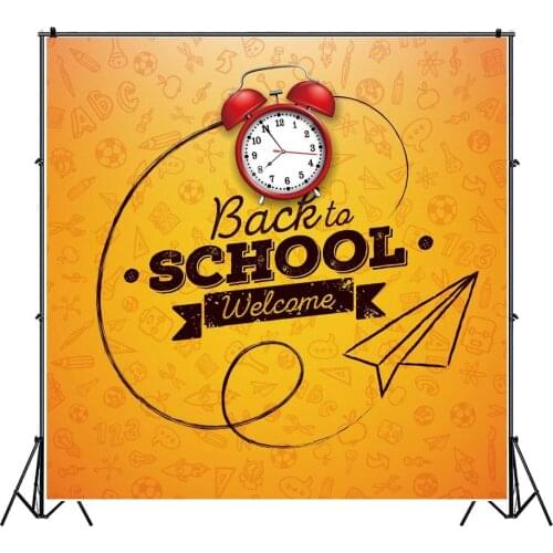 Back To School Season Clock Blackboard Square Portrait Photography Backdrop Party Decor Photo Background Studio Photocall Props