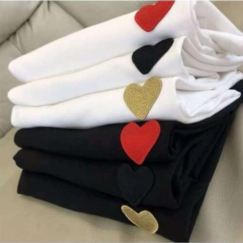 Have eyes)2021 Summer Japanese Tee Cotton Heart Shaped Tees for Woman and Man Short Sleeve T-shirt Female Clothing Designer