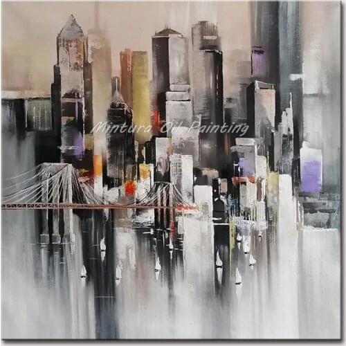 Mintura Painting for Living Room Wall Art Building Landscape Acrylic Canvas Oil paintings Art Hand Painted Hotel Decor No Framed