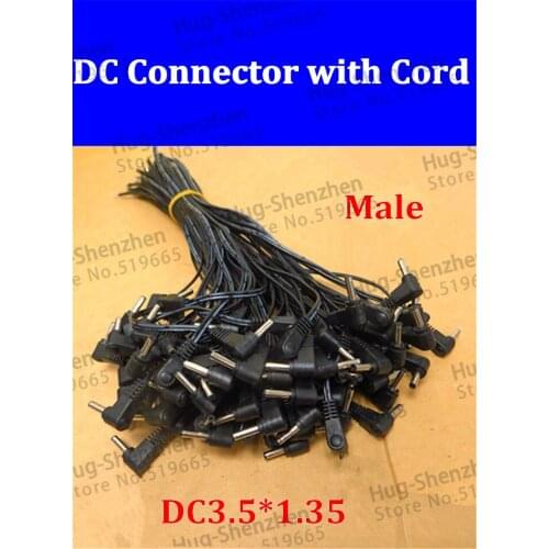 China wholesale 100pcs DC 3.5x1.35mm Angle Power plug Connector cord adapter Cable for monitoring line 30cm