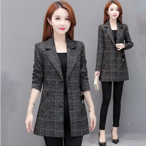 Plaid Blazer 2021 New Womens Fashionable Elegant Warm Small Slimming Length Suit for Women