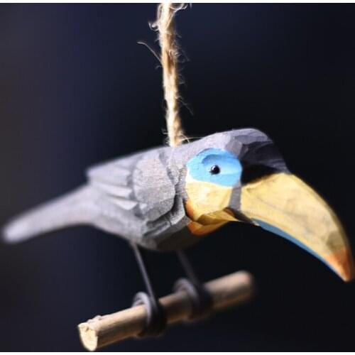 Owl Toucan Pendant Animal Wood Carving Home Accessories Handmade Solid Wood Decoration