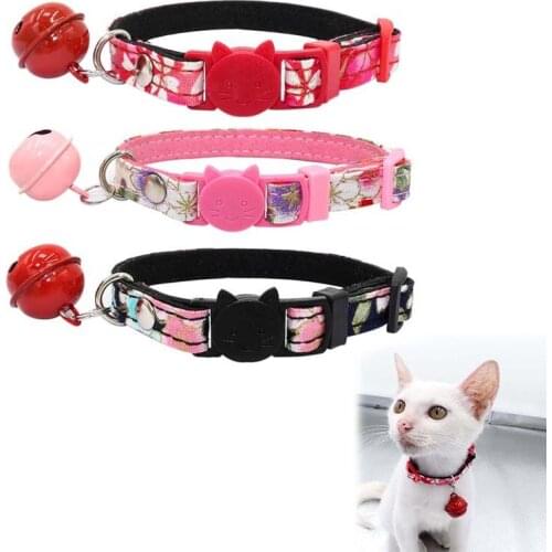Cute Cat Kitten Bell Collar Neck Strap Soft Comfortable Safe Buckle Durable Pet Supplies FBE3