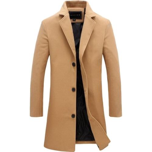 Fashion Mens Autumn Winter Business Solid color long jacket Slim Fits Single-breasted Coats Windproof Outwears 5XL 9 colors
