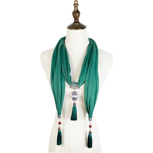 Fashion alloy pendant scarf necklace wrap Jewelry feminina cotton scarves jewelery necklace women shawl long green