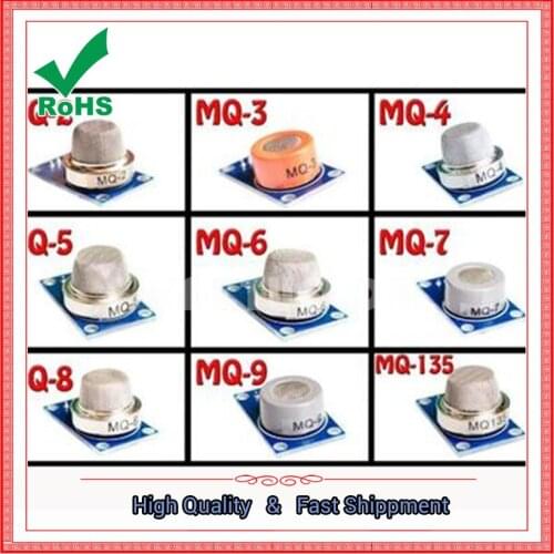 MQ Series Kit MQ-2 MQ-3-4-5-6-7-8-9 MQ-135 9 values gas sensor modules