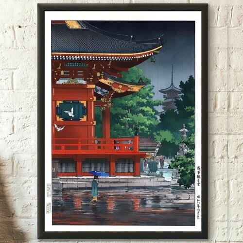 Wall Art Asakusa Kannon Temple Canvas Painting Modular Ukiyo-e Tsuchiya Koitsu Picture Home Decor Bedroom Edo Period Poster Gift