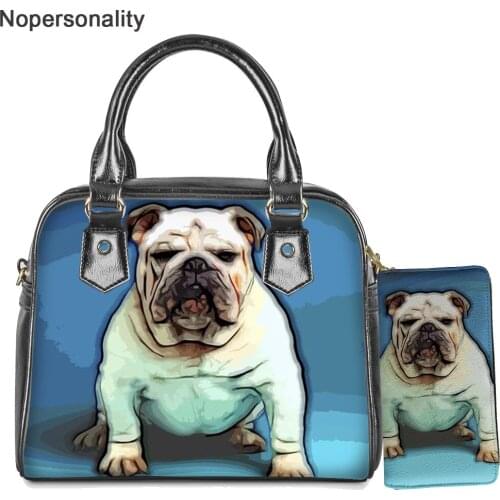 Nopersonality PU Leather Dog Printed Shoulder Bag for Women Lady Stylish Top-handle Bags with Wallet Female Casual Messenger Bag