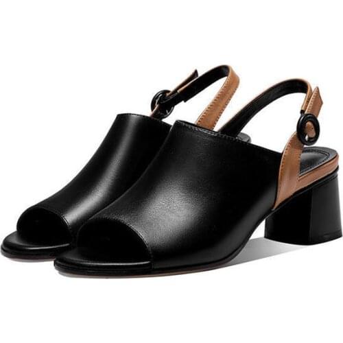 2021 Summer New Fashion Peep Toe 5cm Block Heels Rome Sandals Metal Decoration Footwear