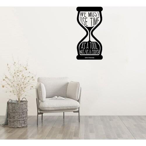 Hourglass Wall Decal Use Time John Kennedy Motivational Quotes Wall StickersFor Study Room School Office Vinyl Mural DW6890