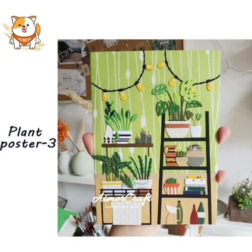 Plant Poster-3 Metal Cutting Dies Mold Knife Scrapbooking Stencil DIY Embossing Craft Die Cuts Card Making New Dies For 2020