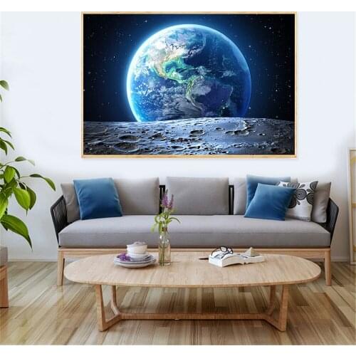 Galaxy Stars Posters and Prins Astronaut Planet Hole Space Universe Earth Meteorite Wall Pictures for Living Room Decoration