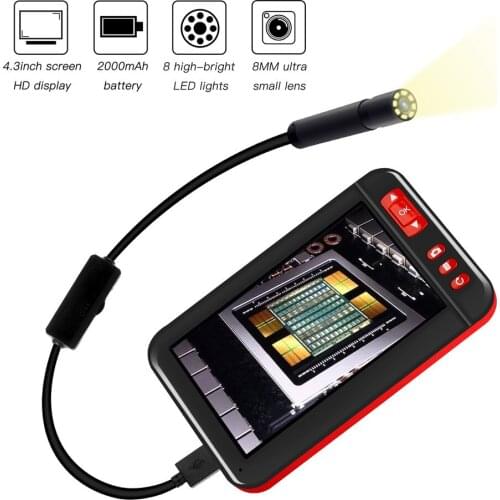 Kebidumei 4.3Inch 1080P HD 8mm Industrial Endoscope Auto Repair Inspection Camera Endoscope Lithium Battery Snake Hard Camera 19