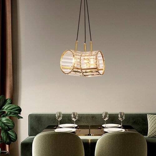 Luxury crystal chandelier postmodern simplicity copper living room dining room lamp high-end atmospheric round bedroom light