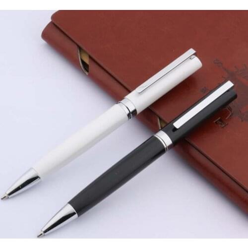 High quality white With Stripe Silver Trim Metal Ballpoint Pen Special signature calligraphy ink pens Office Supplies