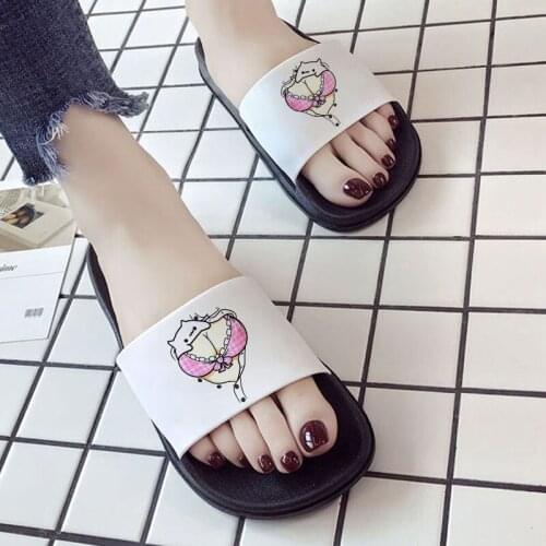 Cartoon Cat fun Print chest Print 2021 Summer women shoes Harajuku slipper for woman Casual Lady Slides Sandals mujer
