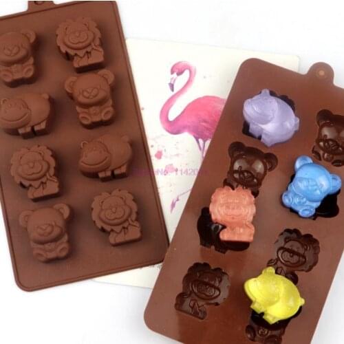 100pcs Hippo Lion Bear Shape Silicone Mold Jelly Chocolate Soap Cake Decorating DIY Kitchenware Bakeware