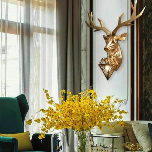 Modern Luxury Resin Antler Wall Lamp Decorative Wall Lamp Retro Living Room Bedroom Bedside Wall Lamp Indoor Lighting Fixtures