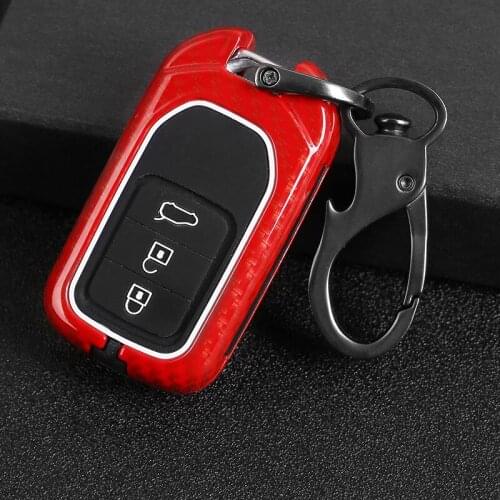 Carbon fiber Alloy+Silicone Key Case Cover For Honda Civic Accord Pilot CRV HR-V City Odyssey Fit Freed 2016 2017 2018 2019