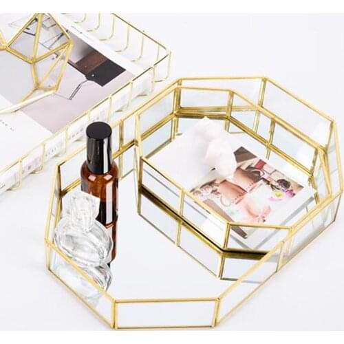 Glass Storage Tray Organizer Jewelry Cosmetic Container Display Holder Decor Storage Box Jewelry Accessories Tray Organizer Box