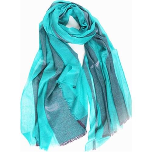 Super thin 100% ring goat cashmere women patchwork scarfs shawl pashmina 90x200cm green 5color