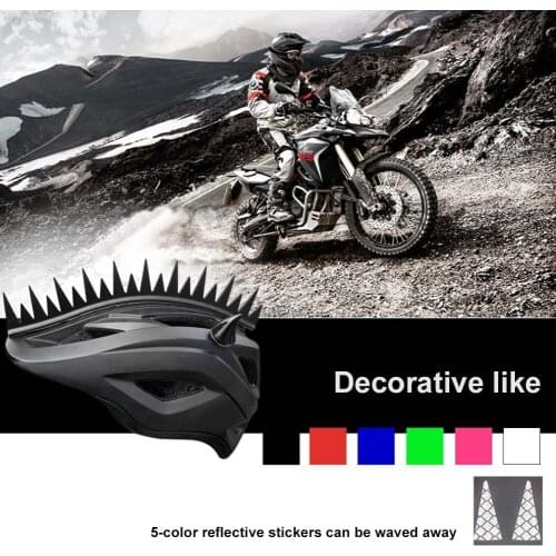 Reflective Rubber Mohawk Spike Strips Arch Motorcycle Helmet Dirt Biker Motocross Helmet Sticker Decoration