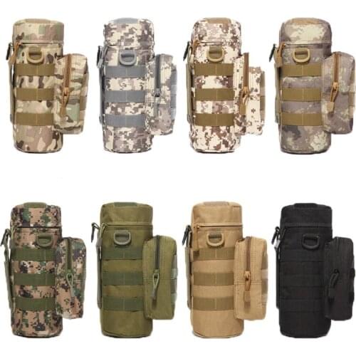 Tactical Water Bottle Pouch Portable Molle Kettle Holder Pocket Army Bag Utility Pouch for Outdoor Hunting Camping Hiking Gear