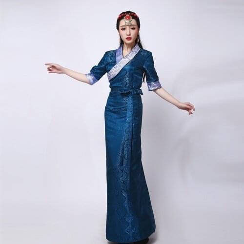 Traditional Tibetan Dress Clothing for Women Retro Long Sleeve Tibet Clothes Oriental Ladies Dresses Robe Chinoise Femme