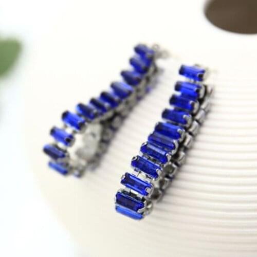 YFJEWE Women Fashion Jewelry Blue Rectangular Crystal Long Chain Earrings Party Accessories Earrings Jewelry For Gift #E191