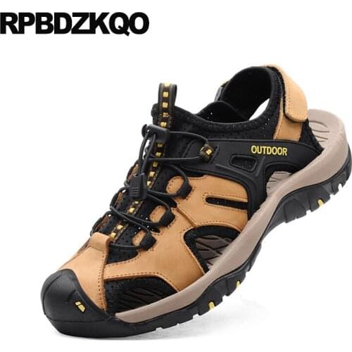 Closed Toe Shoes Size 46 Mens Sandals 2018 Summer Outdoor Men Black Brown 45 Sport Breathable Yellow Leather Native Famous Brand