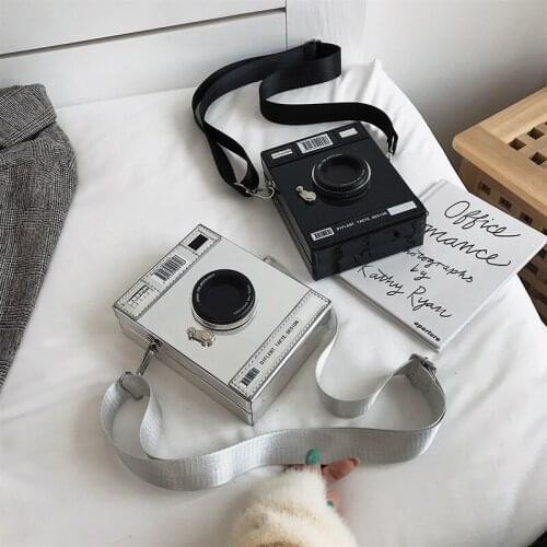 Ladies Fashion Retro Camera Cool Chain Messenger Hand Bag Casual Clip Buckle Shopping Mobile Phone Change Shoulder Wallet Purses